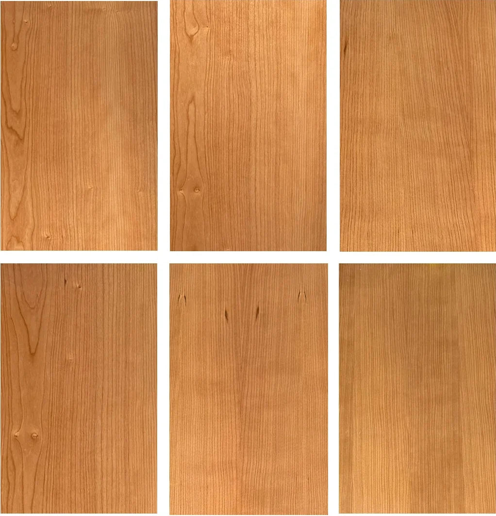 Six Natural Series Cherry sheets, each with different grain